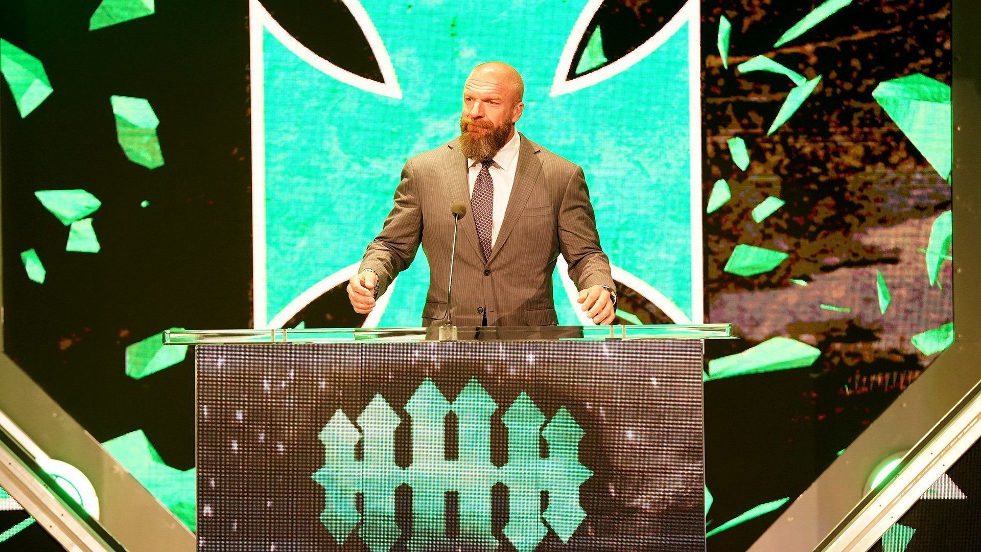 WWE Chief Content Officer Triple H speaks to the media