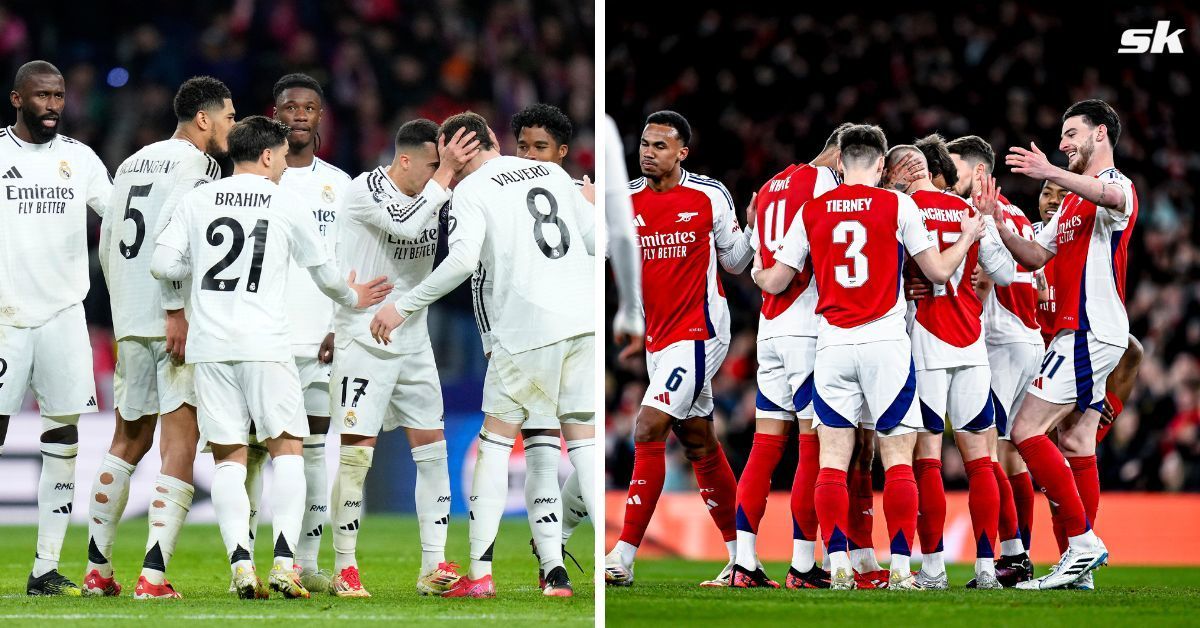 Real Madrid team (left) and Arsenal team