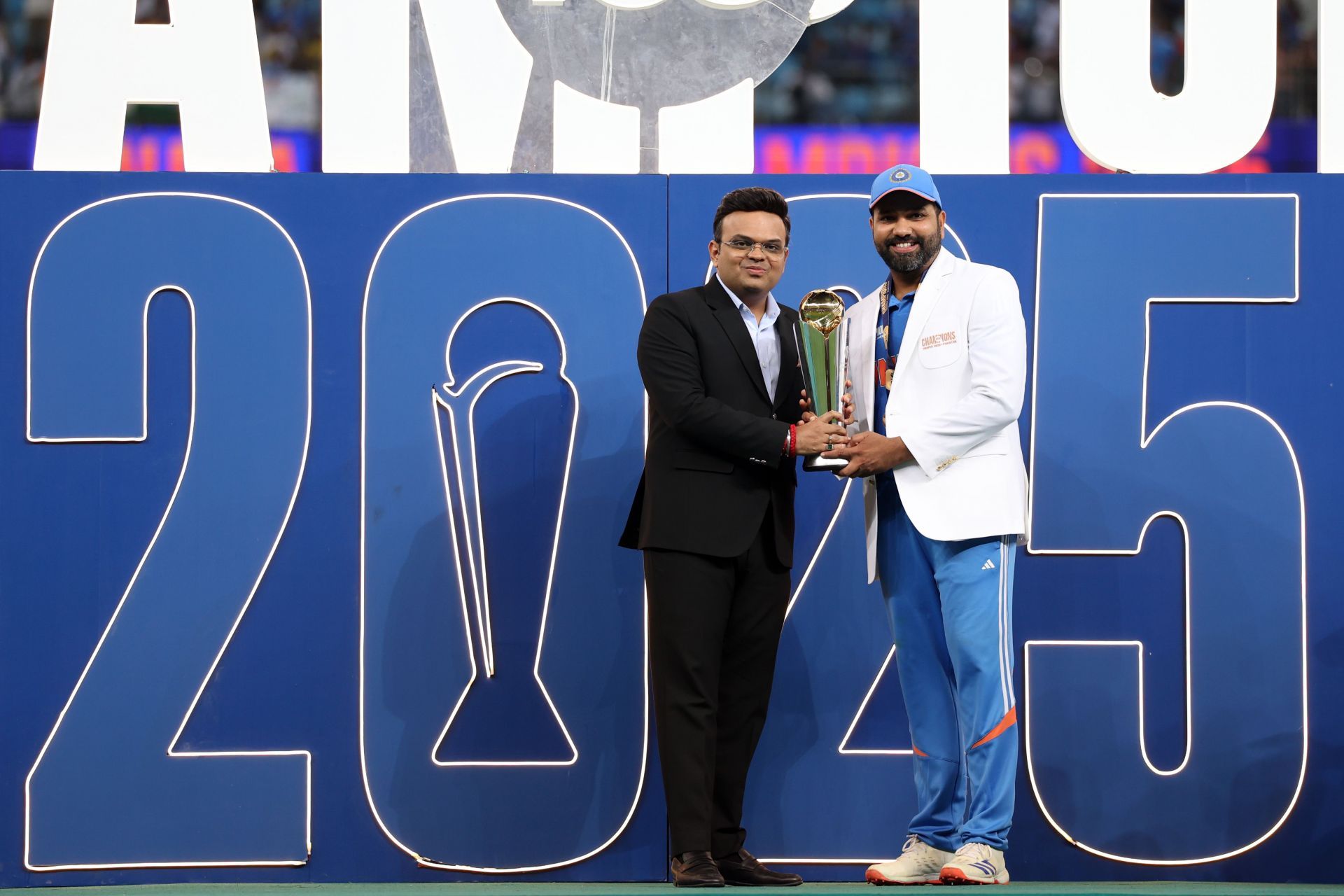 ICC Chairman Jay Shah with Rohit Sharma. (Credits: Getty)