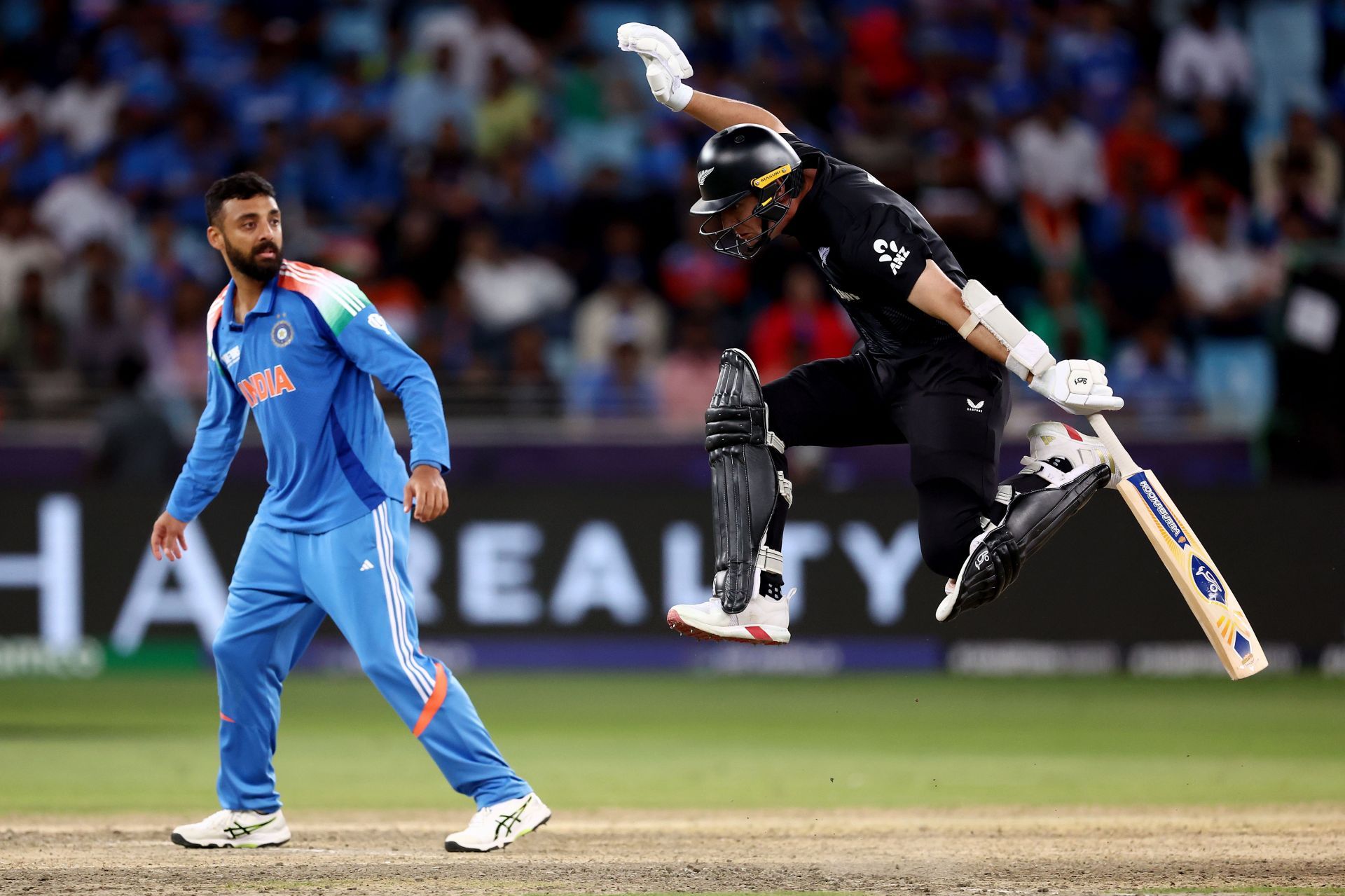 Varun in action during the New Zealand v India ICC Champions Trophy 2025 clash - Source: Getty