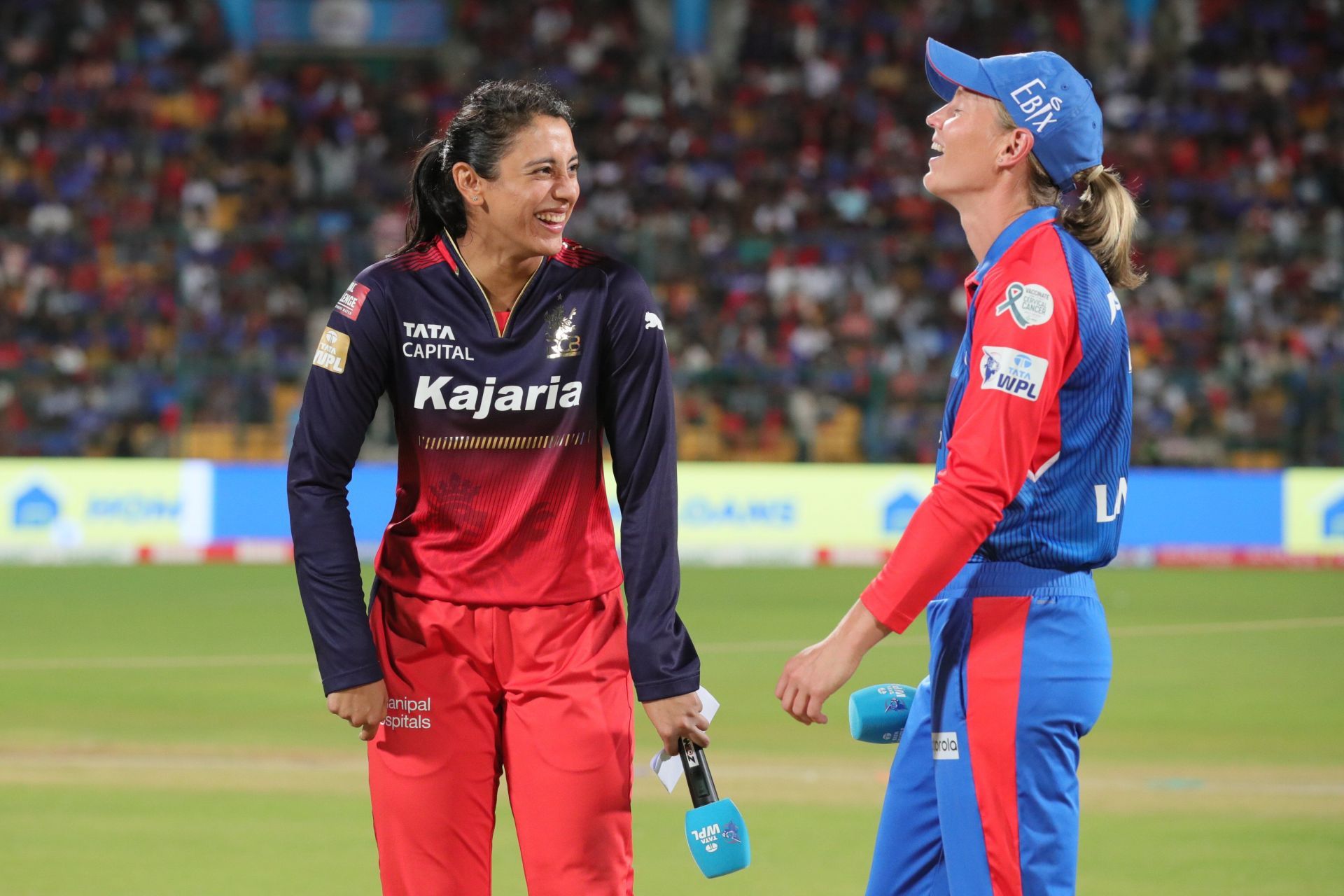 RCB and DC captains at the toss on Saturday. (Image: wplt20/X)