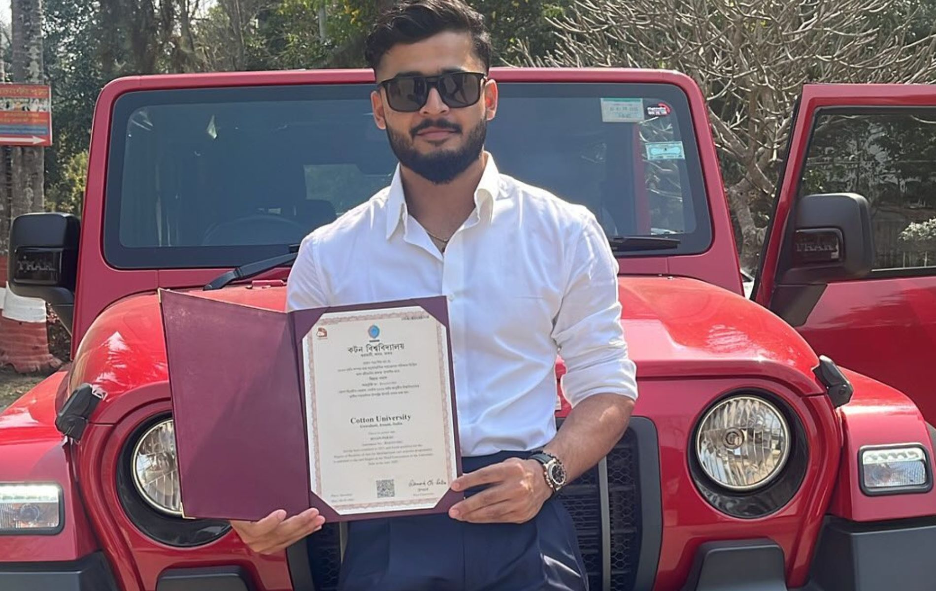 Riyan Parag posing with his undergraduate degree. (Pic: Instagram/riyanhparag).