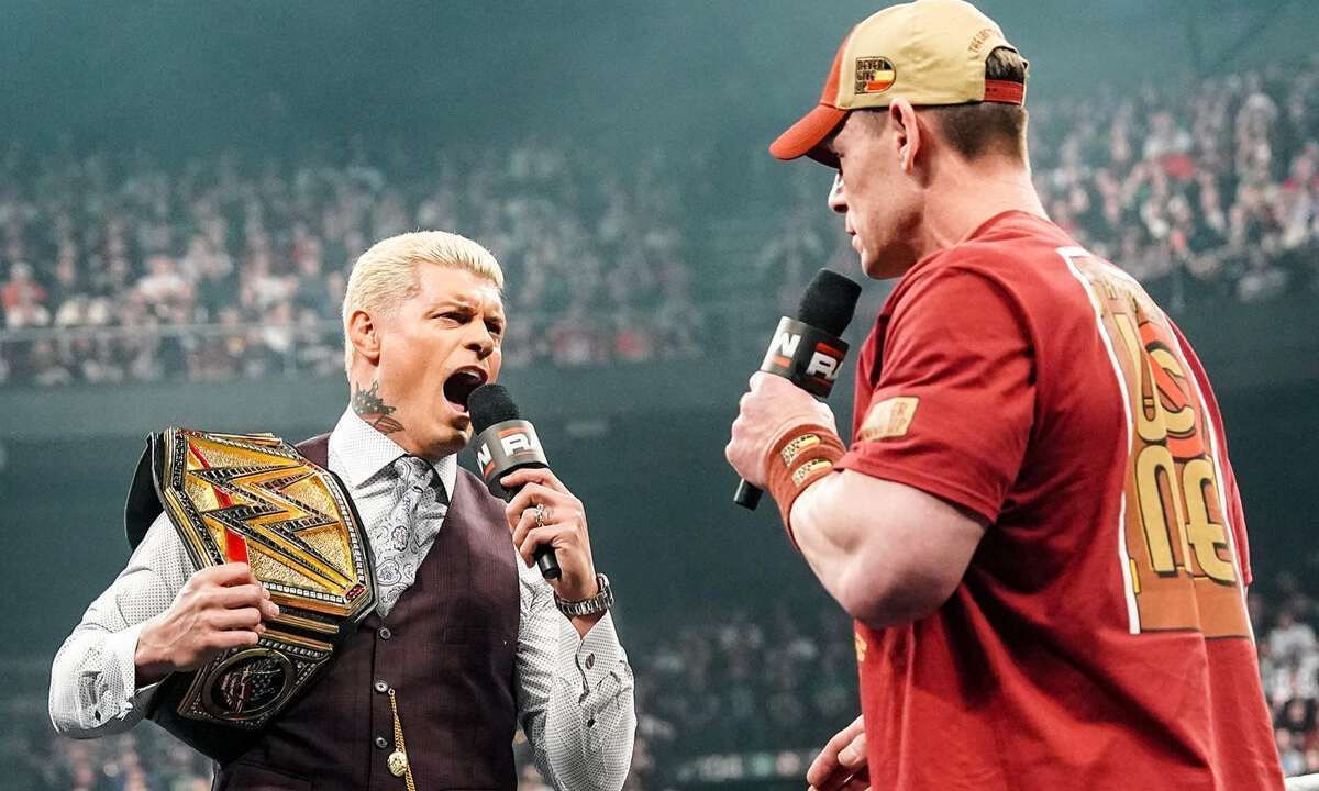 WWE Undisputed Champion, Cody Rhodes and  John Cena (R). Photo credit: WWE.com