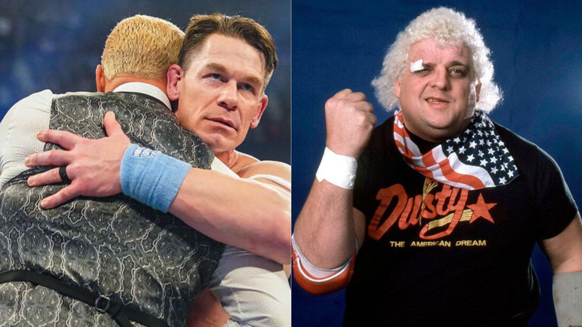 Cody Rhodes and John Cena (left); Dusty Rhodes (right) [Image Credits: wwe.com]