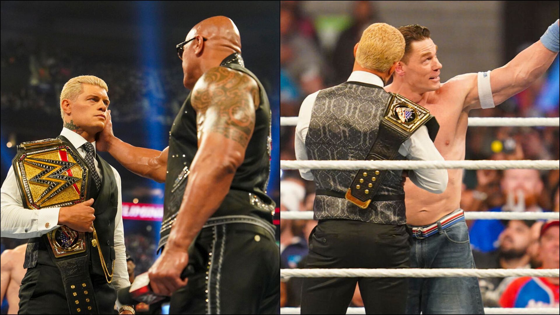 Cody Rhodes and The Rock (L) John Cena (R) (Image credits: wwe.com)