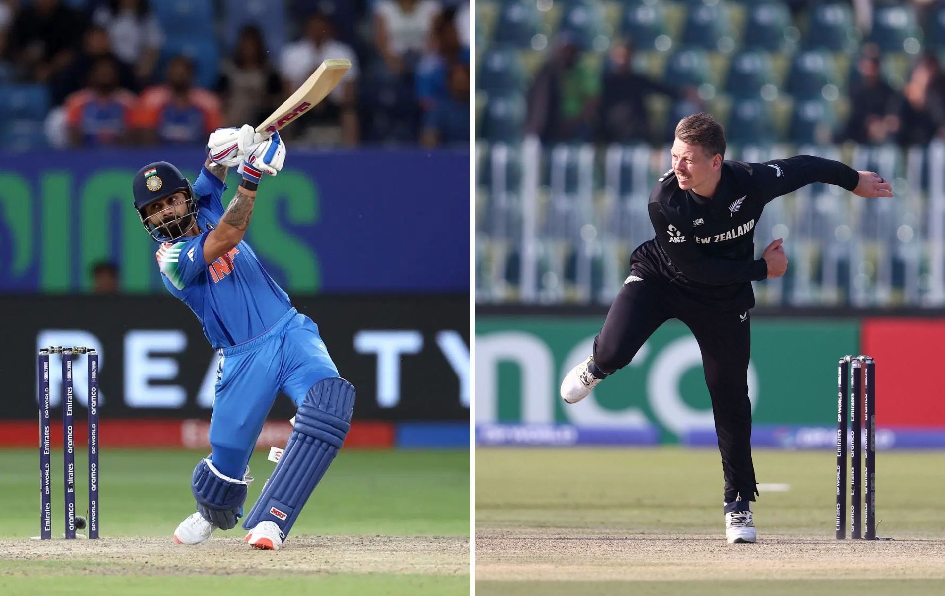 Virat Kohli (left) and Michael Bracewell. (Pics: Getty Images). 