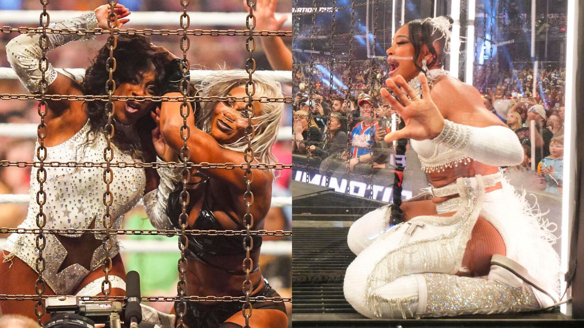 Jade Cargill returned to attack Naomi at Elimination Chamber over the weekend. [Image credits: WWE.com]