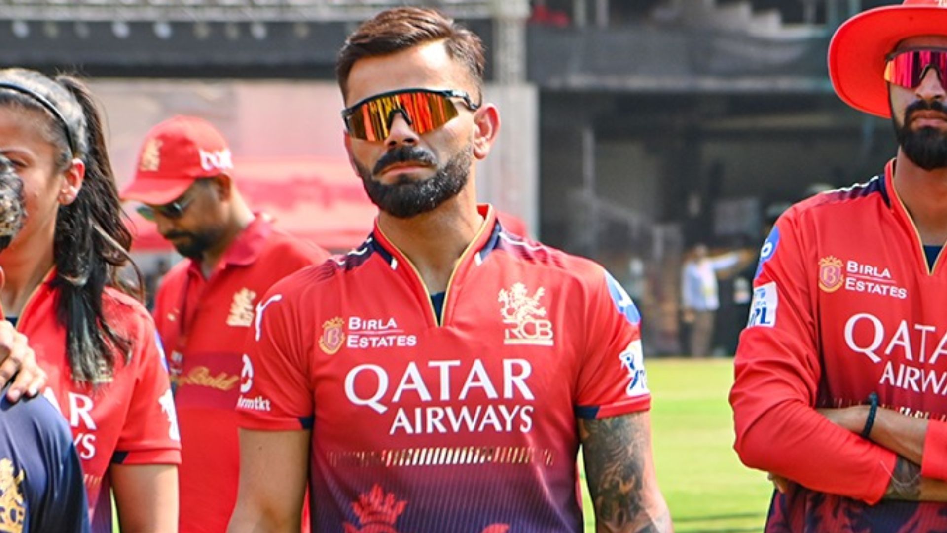 Virat Kohli at the M Chinnaswamy Stadium during the RCB Unbox event (Image Credits: RCB/X)