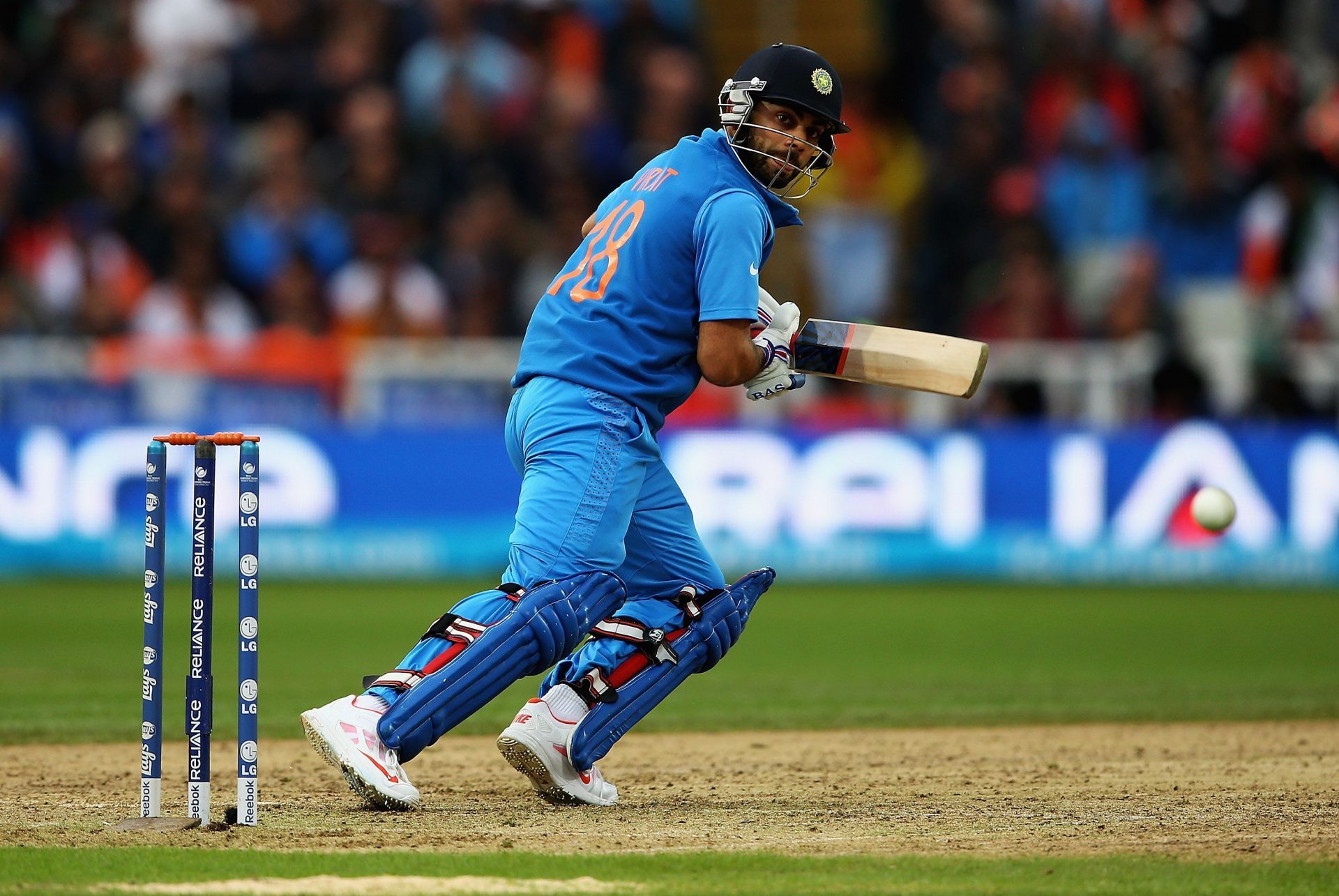 Virat Kohli plays a shot during his knock against England. Source: Getty