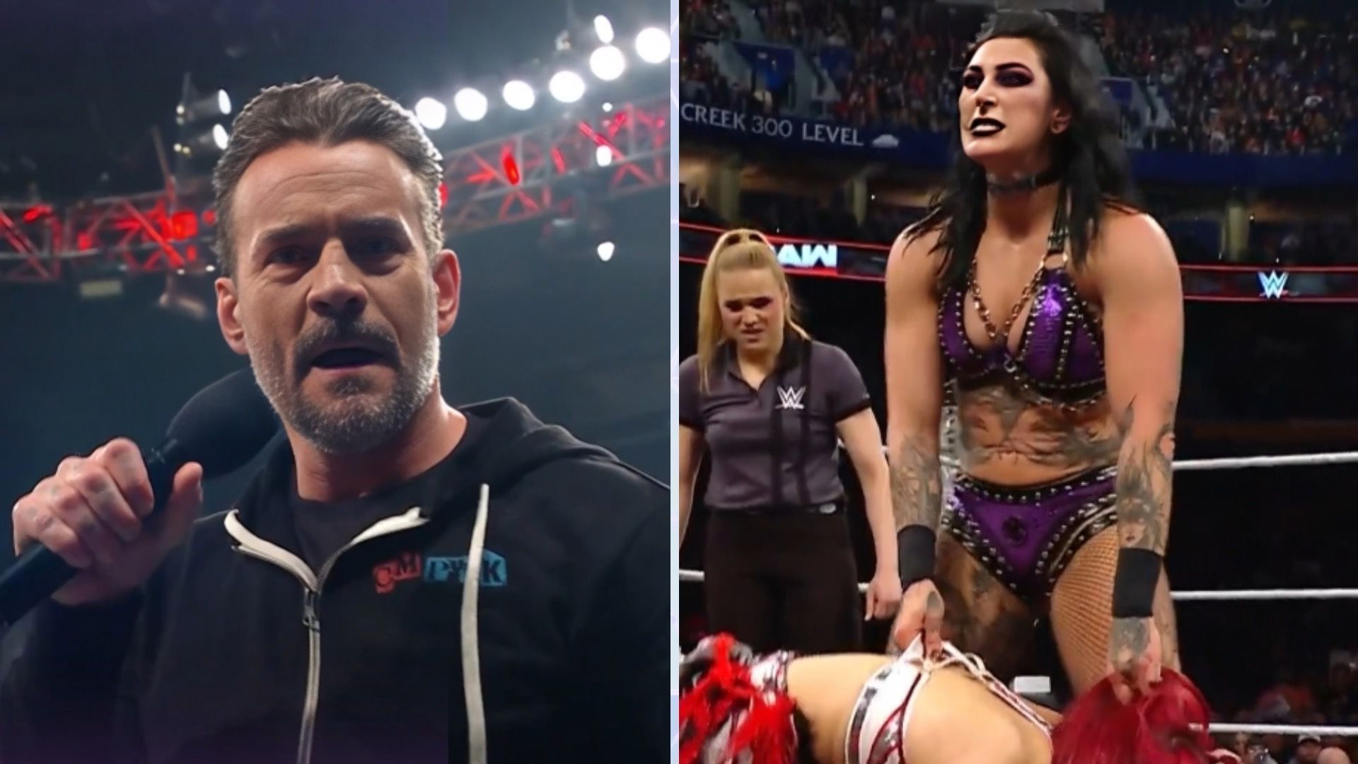 CM Punk and Rhea Ripley started and ended RAW with fits of rage. (Image Credits: WWE on X).