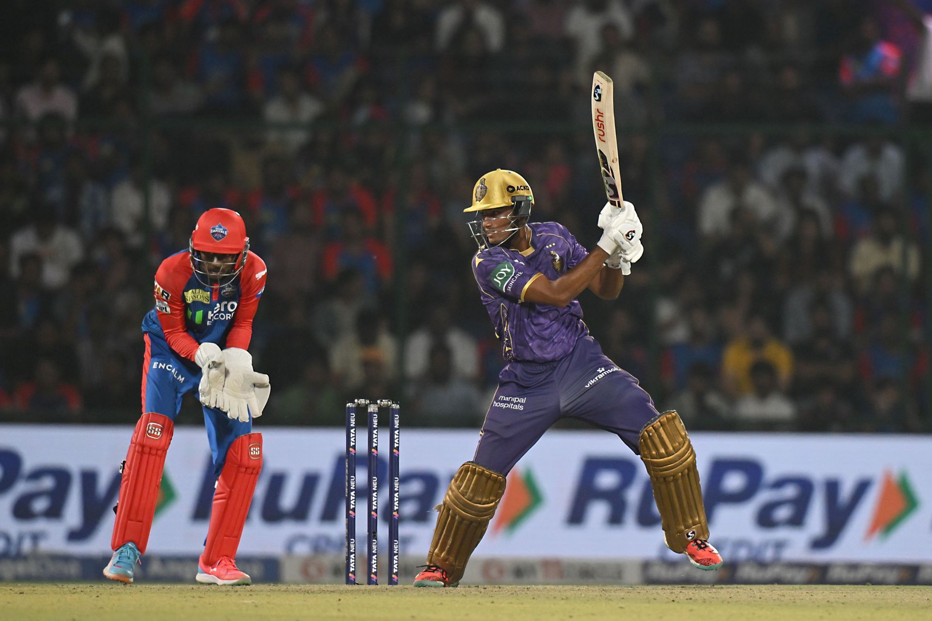 Angkrish Raghuvanshi top-scored for KKR with a 32-ball 44. [P/C: Getty]