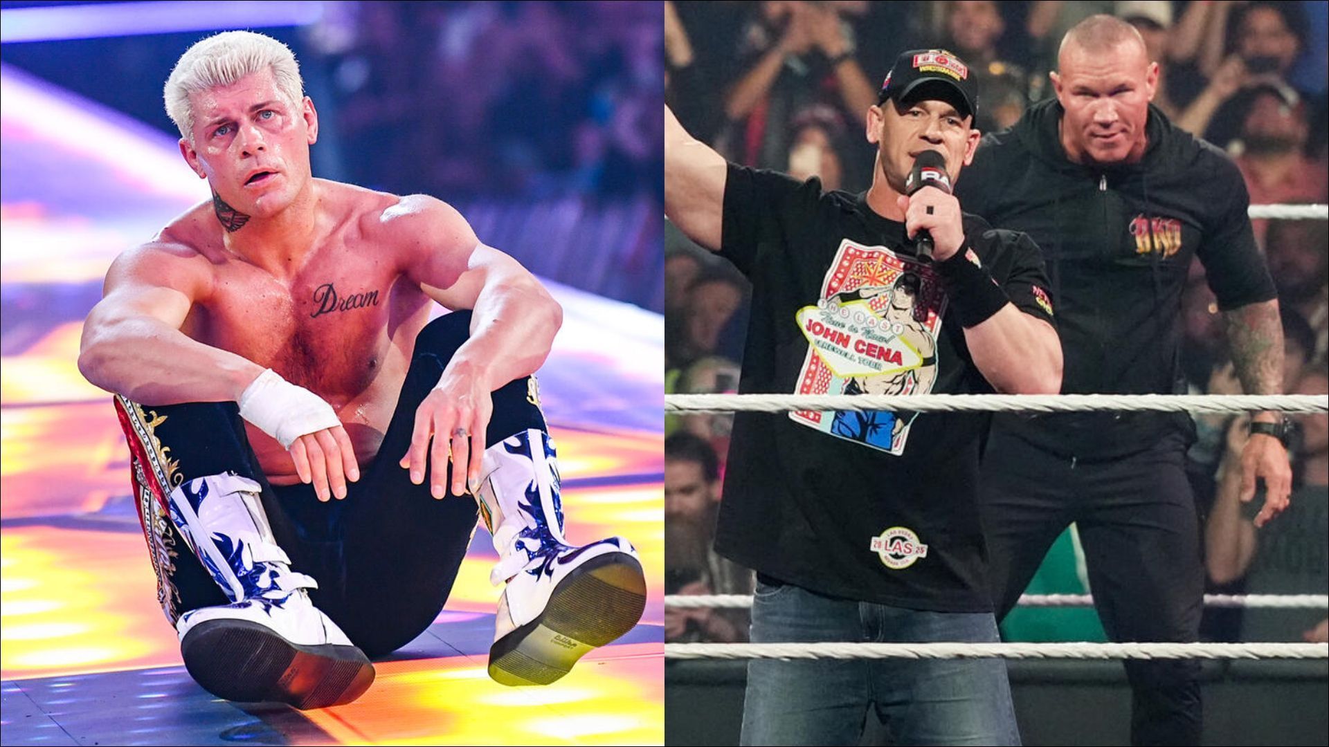 Cody Rhodes (L) John Cena &amp; Randy Orton (R) (Image credits: wwe.com)