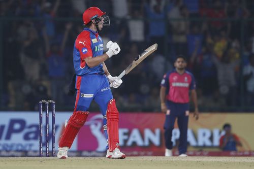 Tristan Stubbs lets out a roar after winning Delhi Capitals the game - Source: Getty