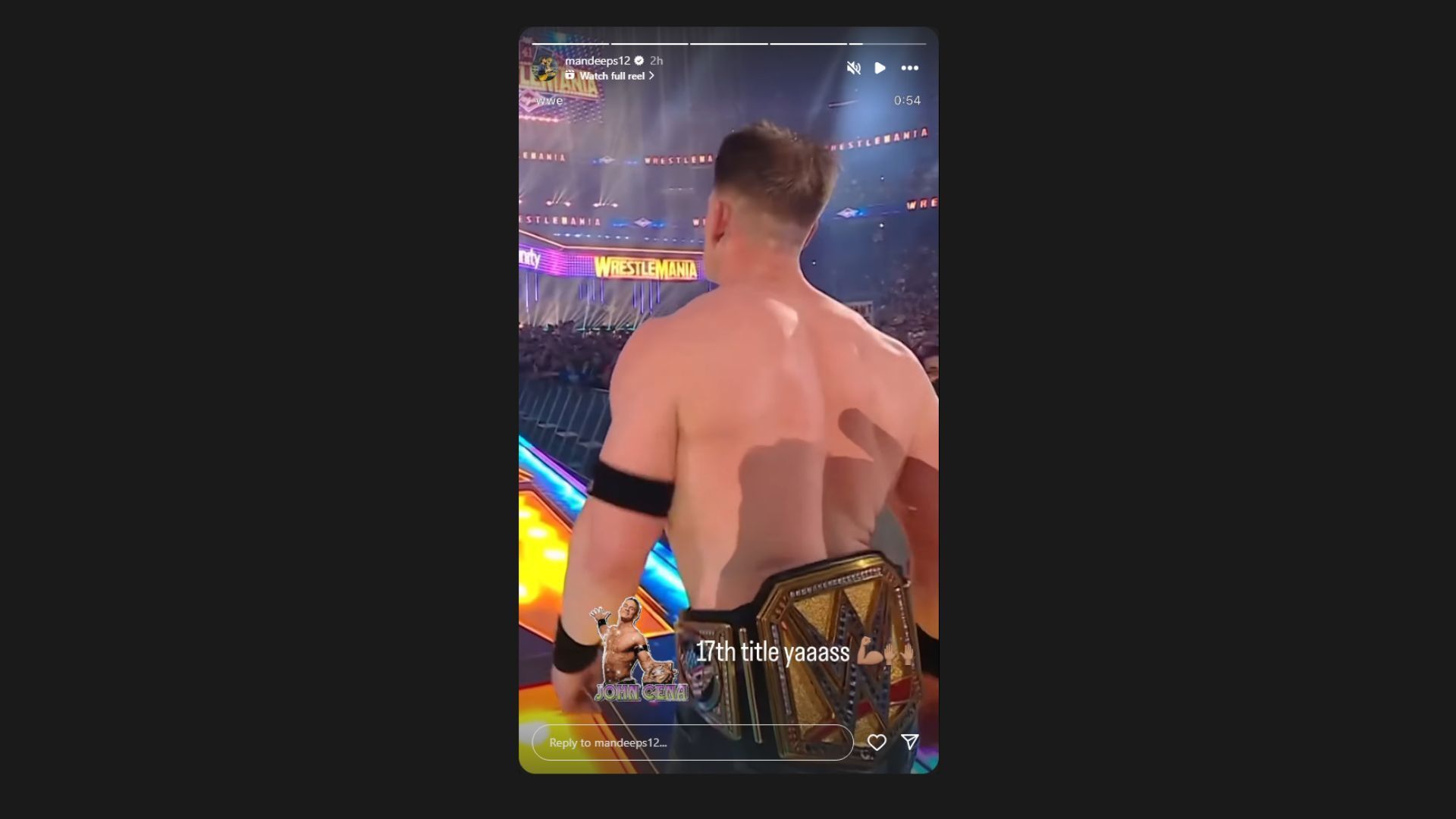 Mandeep Singh reacts to John Cena&#039;s win! [Image credit: Mandeep Singh&#039;s Instagram stories]
