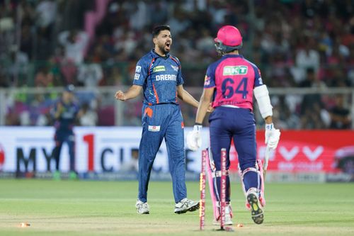 Avesh Khan celebrates a wicket. (Credits: IPL X)