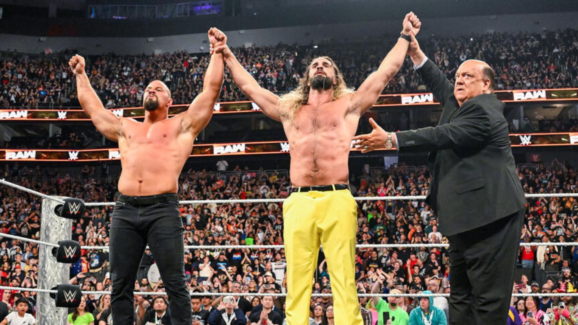 Bron Breakker, Seth Rollins, and Paul Heyman on RAW! [Image credit: WWE.com]