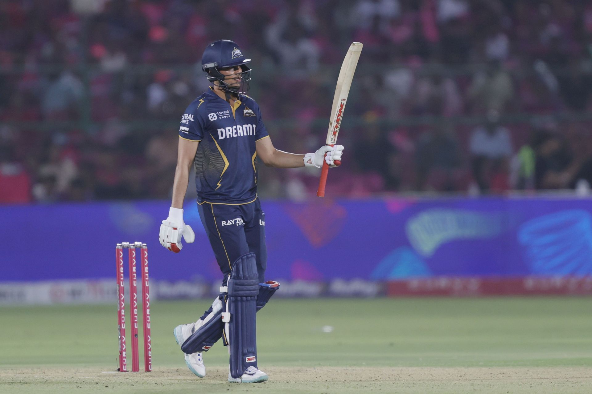 Shubman Gill celebrates after hitting his fourth fifty in IPL 2025 (Image via IPL on X)
