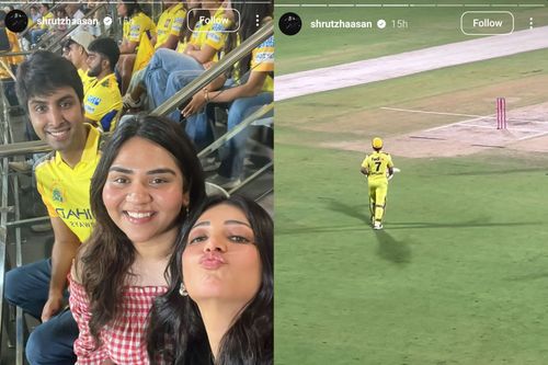 Shruti Haasan was present at Chepauk for the IPL game between CSK and SRH (Image via Instagram-@shrutzhaasen)