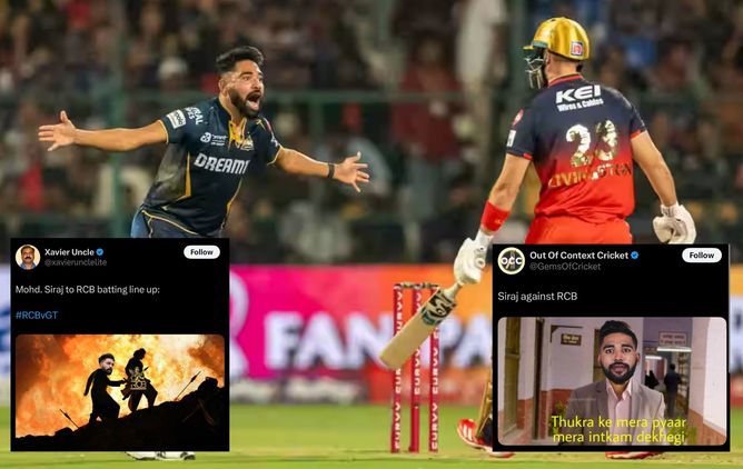 "It's still his favourite hunting ground" - Fans react to Mohammed Siraj's fiery spell in RCB vs GT IPL 2025 clash