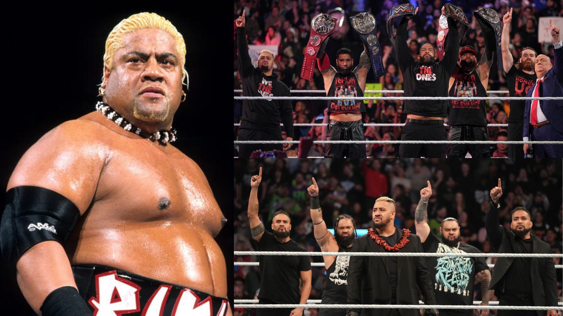 Rikishi (left), The new and OG Bloodline (right) (Image Credits: WWE.com)