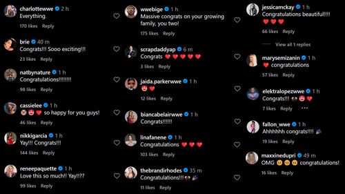 Several stars congratulate Carmella and Corey Graves (Picture credits: Carmella's Instagram post)