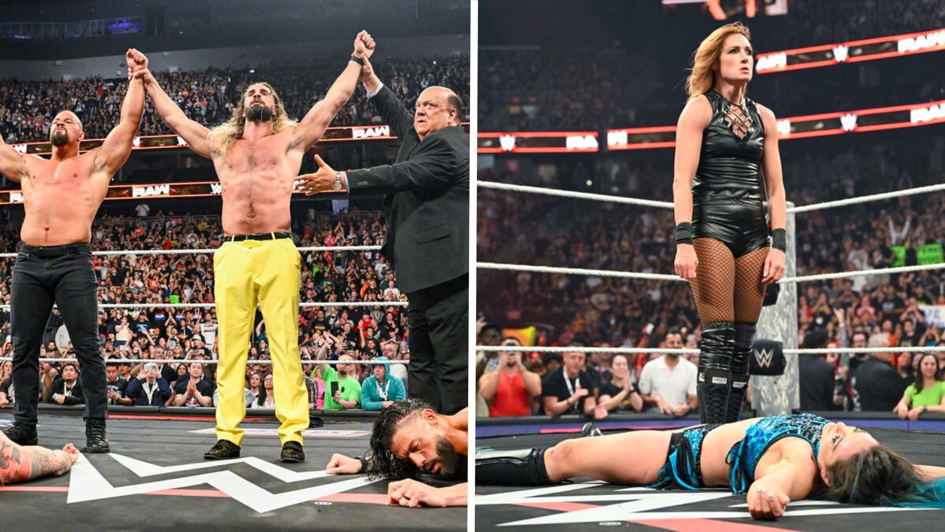 Seth Rollins, Bron Breakker, and Paul Heyman stood tall after WWE RAW this week [Image Credits: WWE.com]