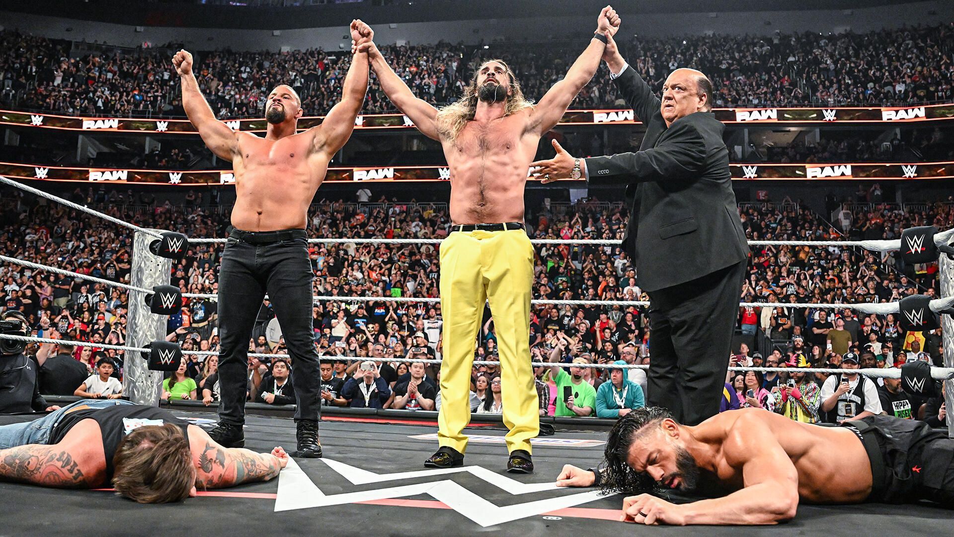 Seth Rollins and Bron Breakker with Paul Heyman (Image credits: wwe.com)