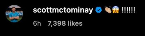 Scott McTominay's reaction to Harry Maguire's post (Image credits: SS from Instagram/@harrymaguire93)