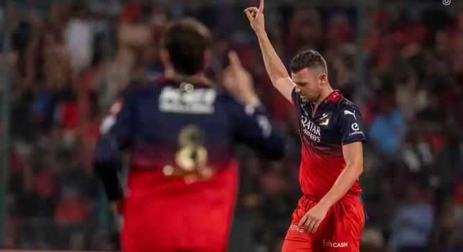 Josh Hazlewood takes sweet revenge by getting Yashasvi Jaiswal caught after being hammered for 4, 4 & 6 in RCB vs RR IPL 2025 match [Watch]