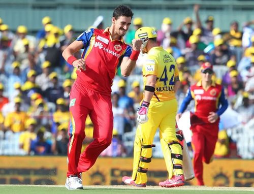 Mitchell Starc celebrating a wicket for RCB vs CSK [Getty Images]