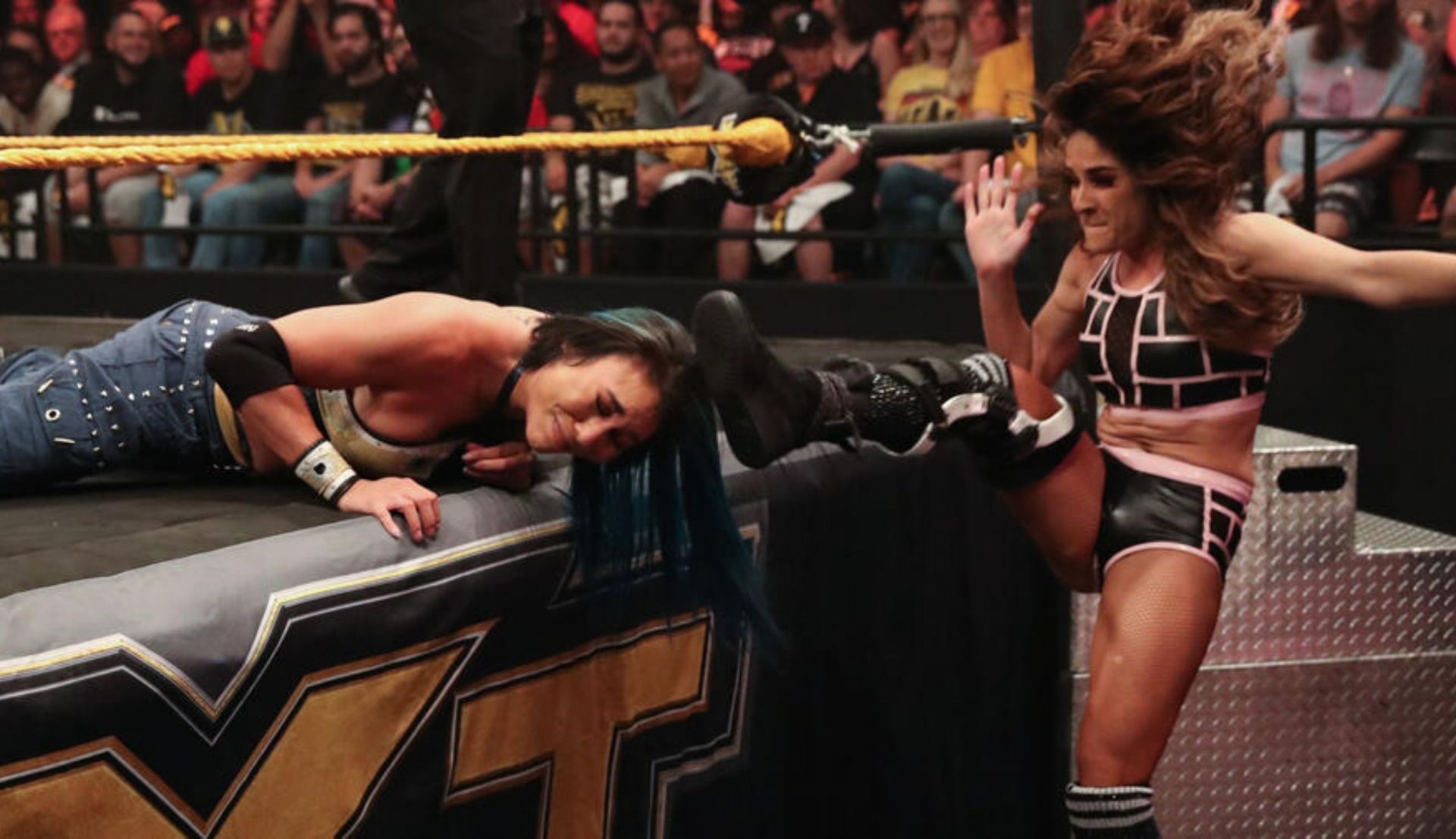 डकोटा काई किक लगाते हुए (Photo: WWE.com)