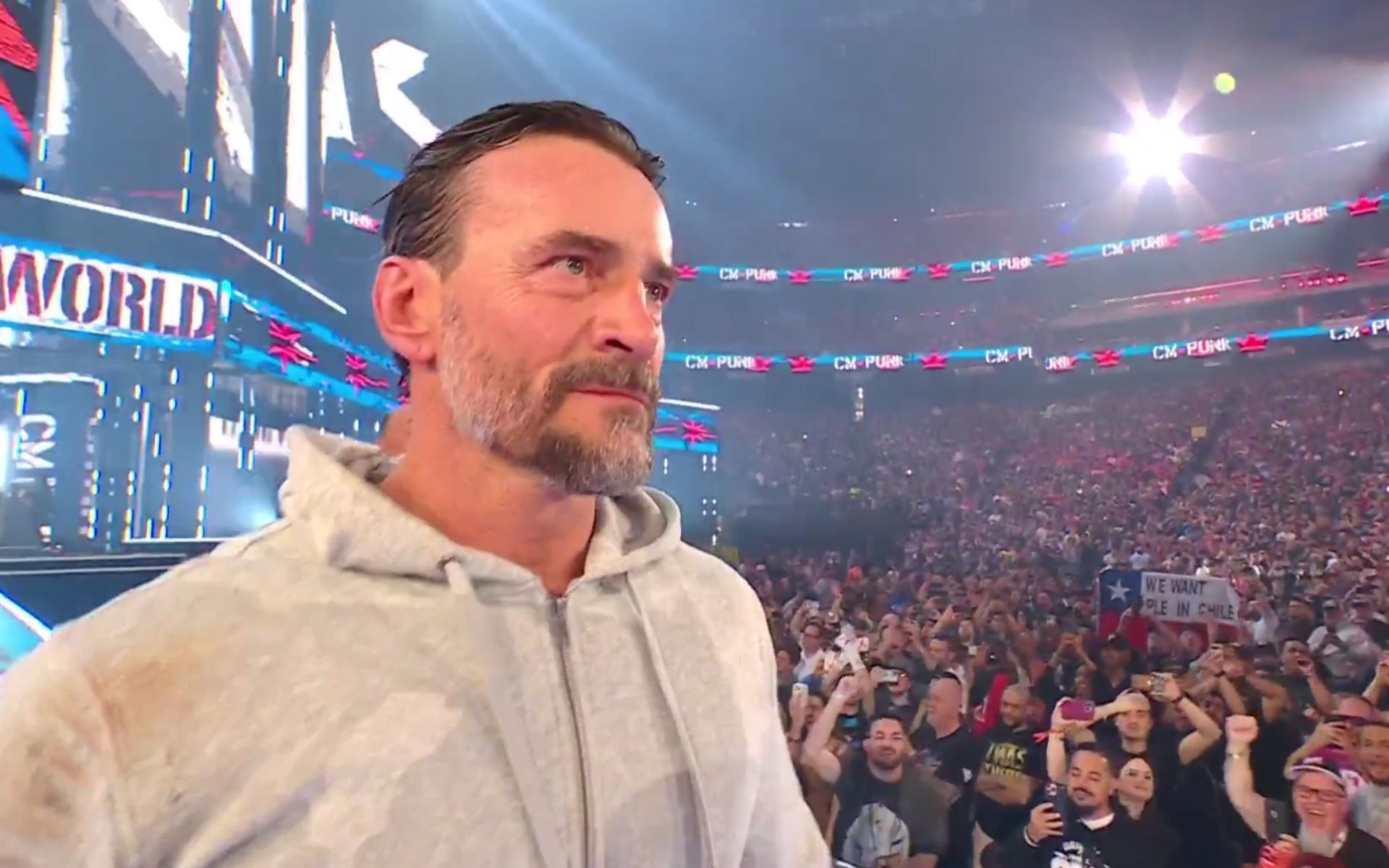 Punk during his entrance (Pic Courtesy: WWE on X/Twitter)