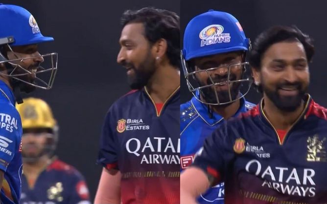 Hardik Pandya smashes 2 massive sixes against his brother Krunal Pandya during MI vs RCB IPL 2025 match [Watch]