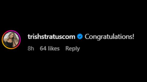 Screenshot of Trish Stratus' comment [Image credit: Kim Orton's Instagram handle]