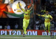Albie Morkel celebrates picking a wicket during his CSK days. Source: Getty