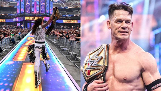 Dominik Mysterio reacts to being praised by John Cena after his Intercontinental Title win at WrestleMania 41