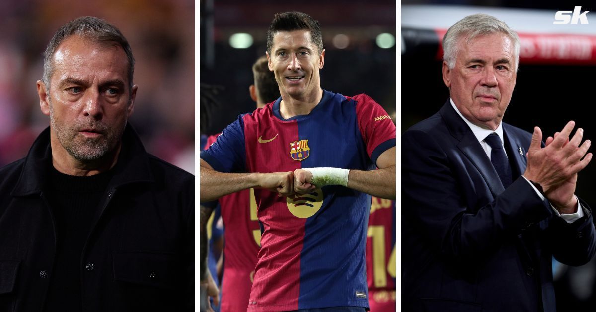 Hansi Flick, Robert Lewandowski, and Carlo Ancelotti