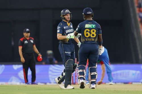 Jos Buttler and Sherfane Rutherford. (Credits: IPL/X)