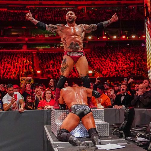 Batista and Triple H during their match at WrestleMania 35. (Image credits: wwe.com)