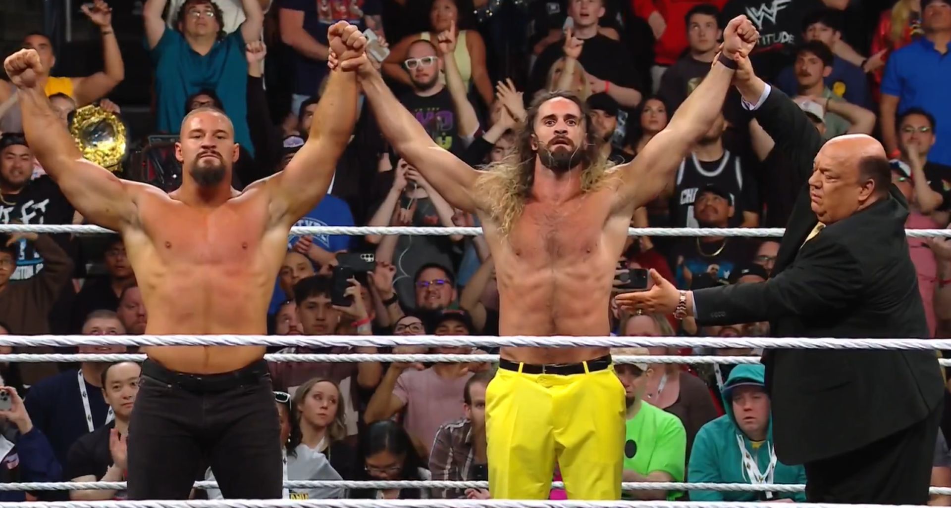 Seth Rollins and Paul Heyman are just getting started on RAW. (Image Credit: WWE on X).