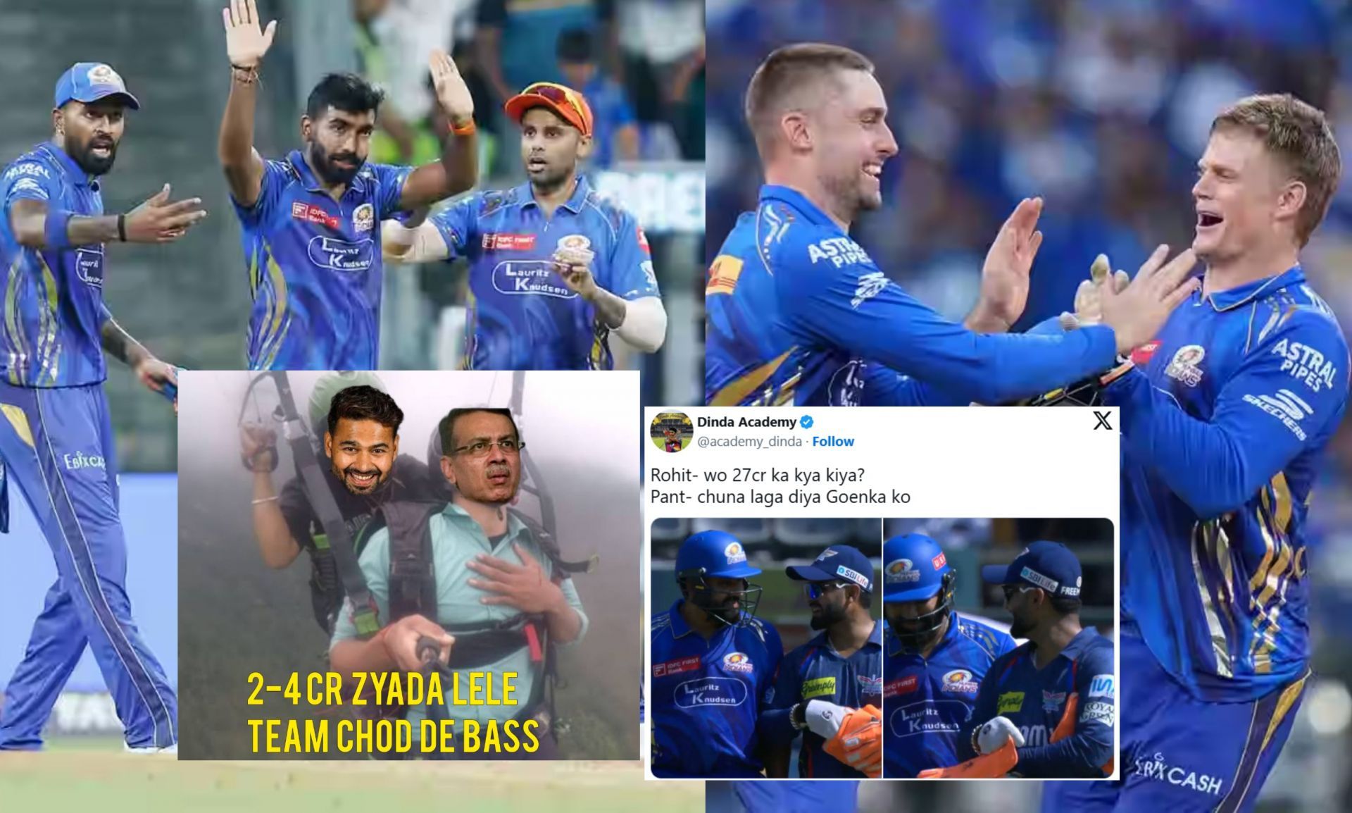 Top memes from MI vs LSG IPL 2025 match. (Image: bcci.tv, X - @academy_dinda)