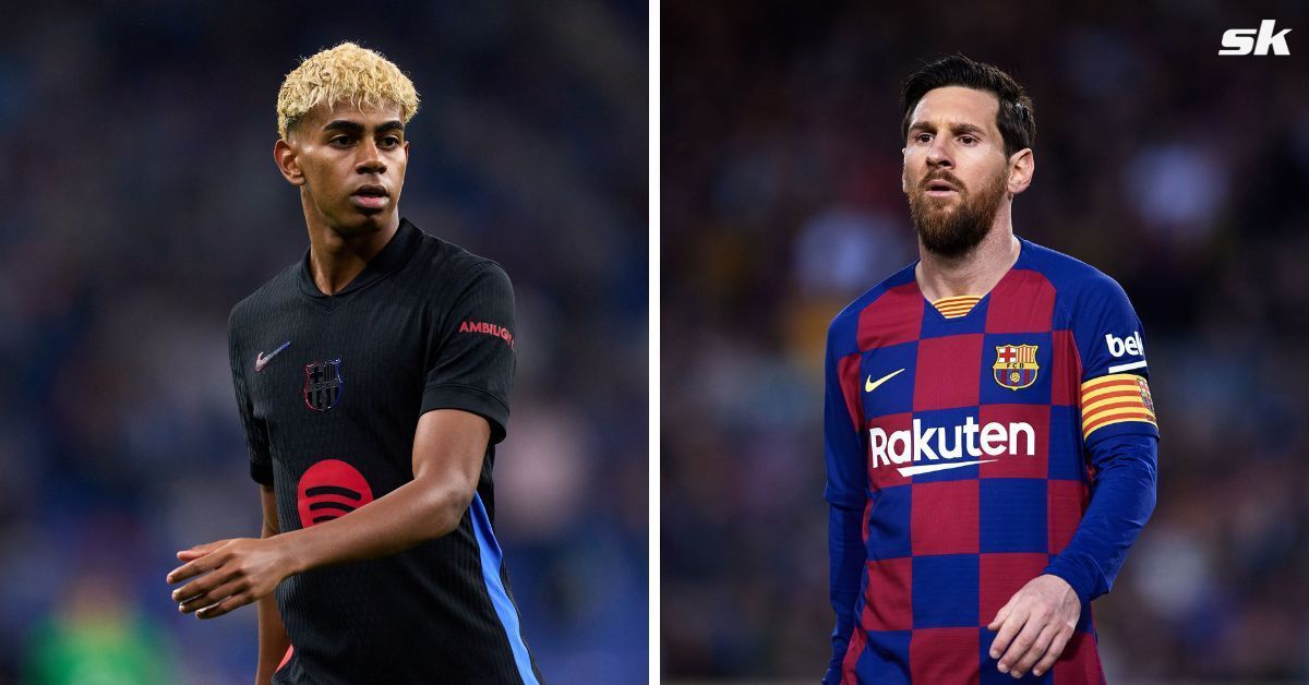 Lamine Yamal and Lionel Messi (right) ... both GETTY