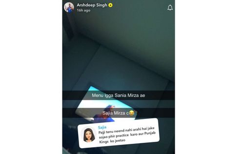 Screenshot of Arshdeep Singh's Snapchat story,