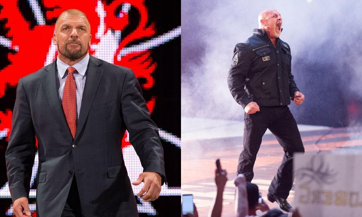 WWE CCO  Triple H (L) and Goldberg (R). [Photo credit: WWE.com]