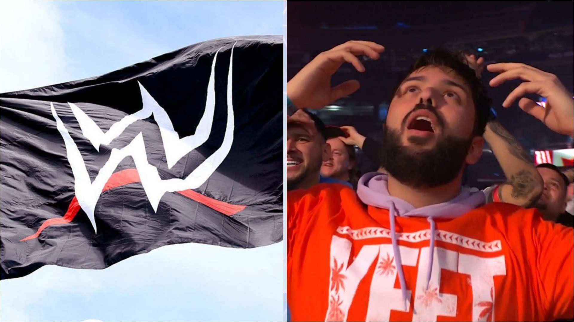 WWE flag and shocked fans