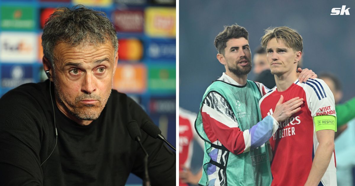 PSG boss Luis Enrique (left) looks on.