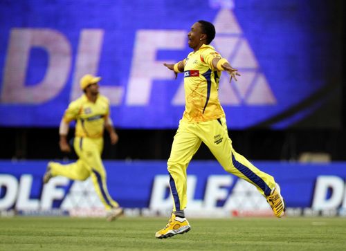 Dwayne Bravo in CSK colours. (Image Credits: Getty)