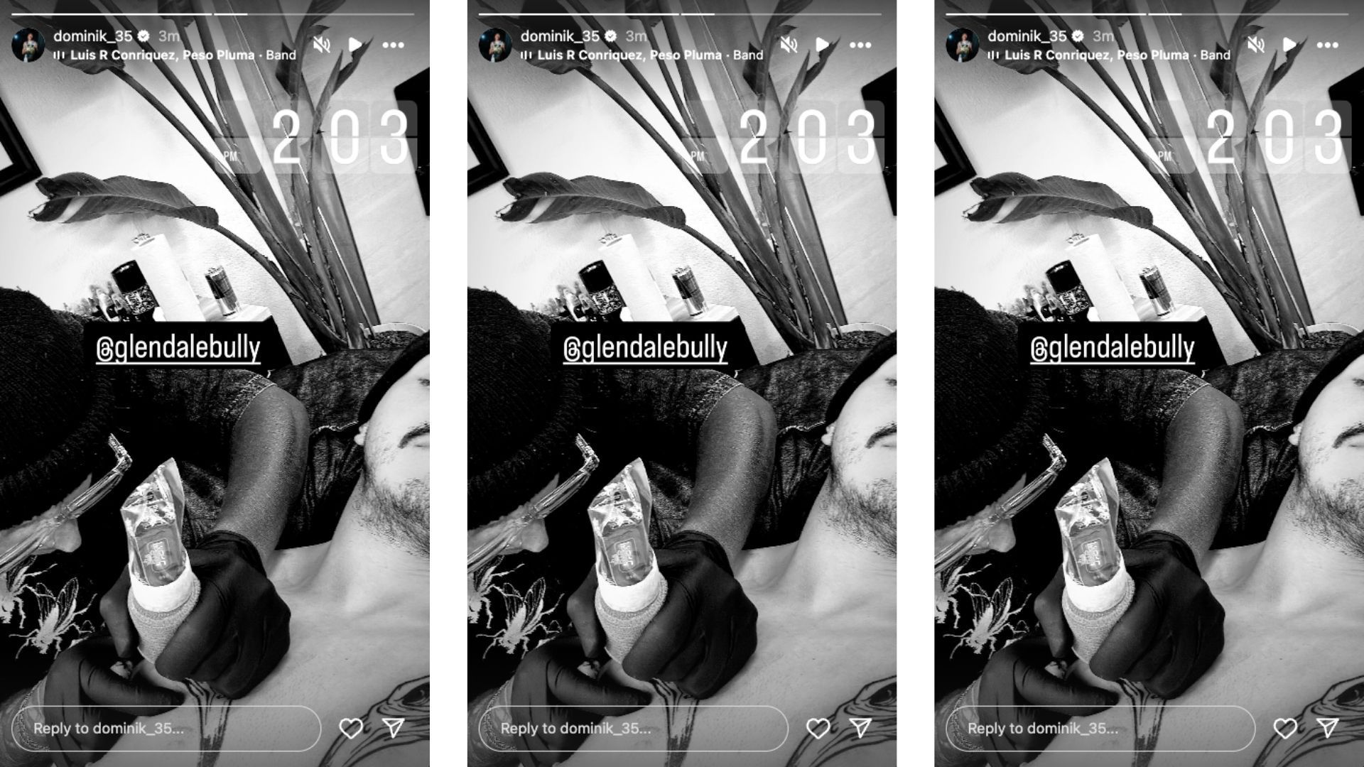 Mysterio shared an update while getting a new tattoo today. [Image credit: Dominik Mysterio&#039;s Instagram story]
