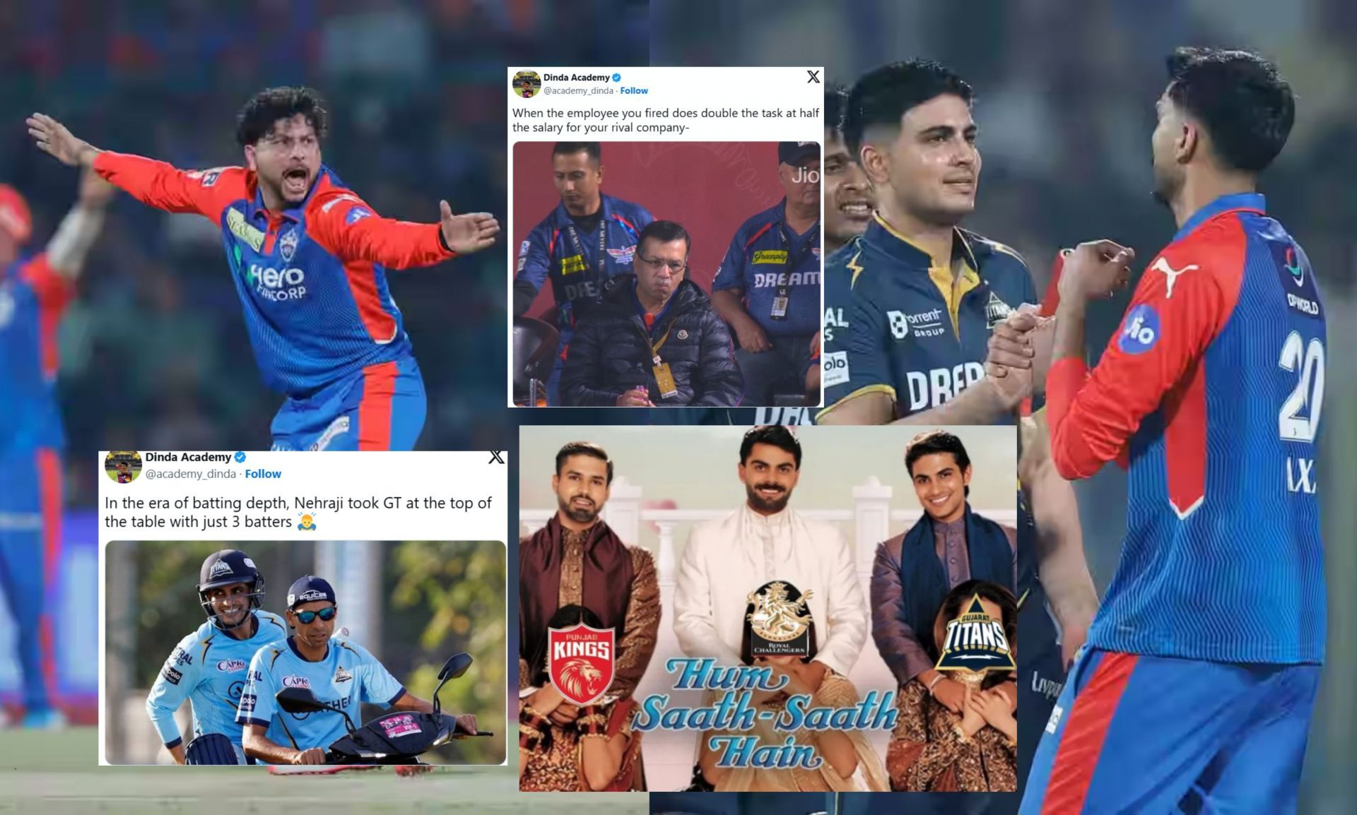 Top memes from GT vs DC IPL 2025 match. (Images: bcci.tv, X - @academy_dinda, @sagarcasm)