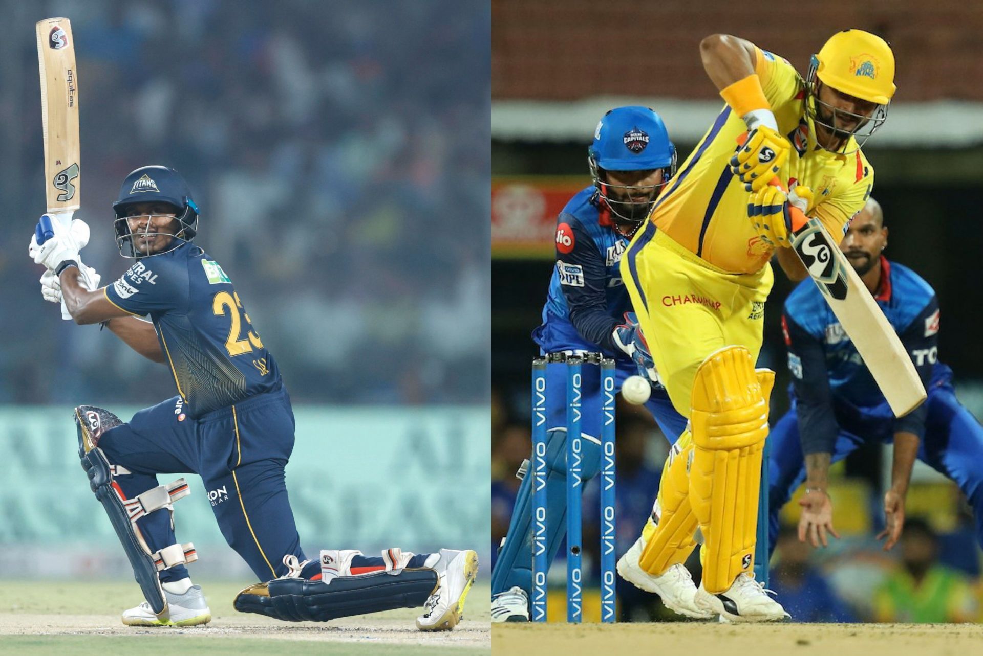Sai Sudharsan (L) and Suresh Raina (R) (Image via X-@IPL)